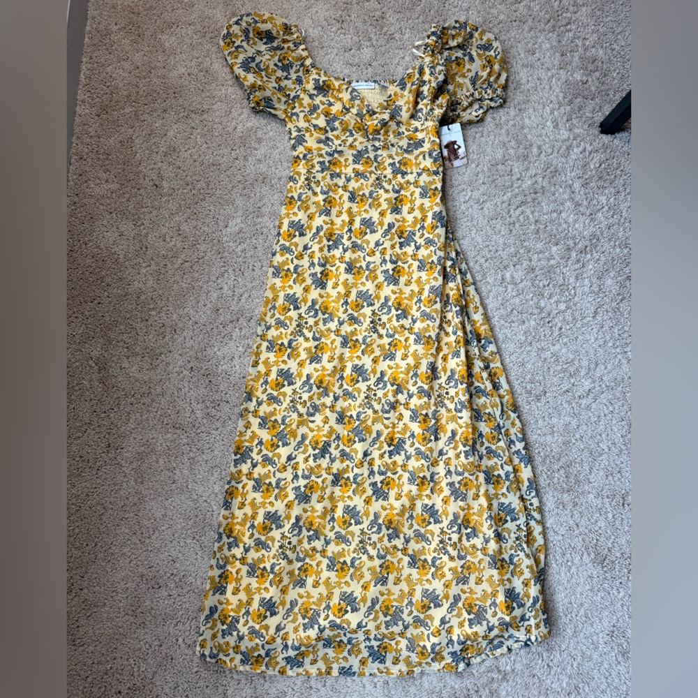 Sincerely Jules Yellow and Gray Floral Dress